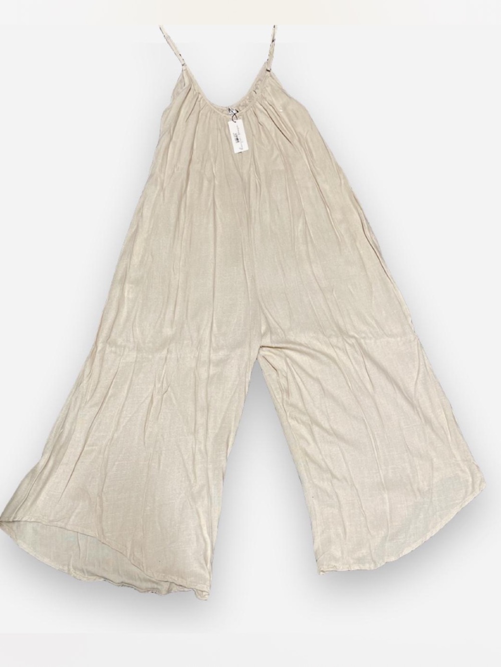 Hunter and Brown Wide-Leg Cream Jumpsuit with Adjustable Straps
